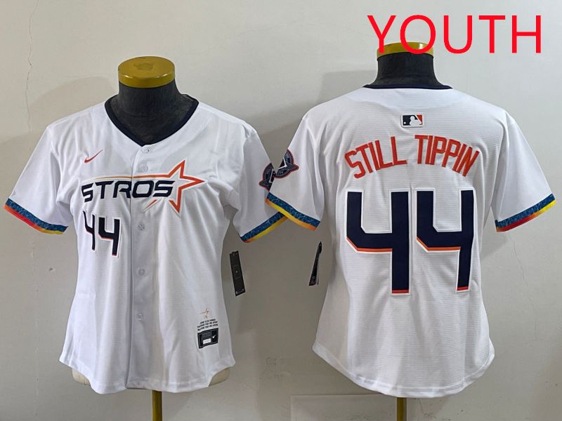 Youth Houston Astros #44 Still Tippin White Four generations Joint Name 2025 Nike MLB Jersey style 4